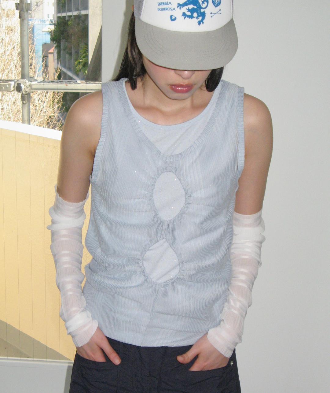 Layered Cut Out Sleeveless [Blue]