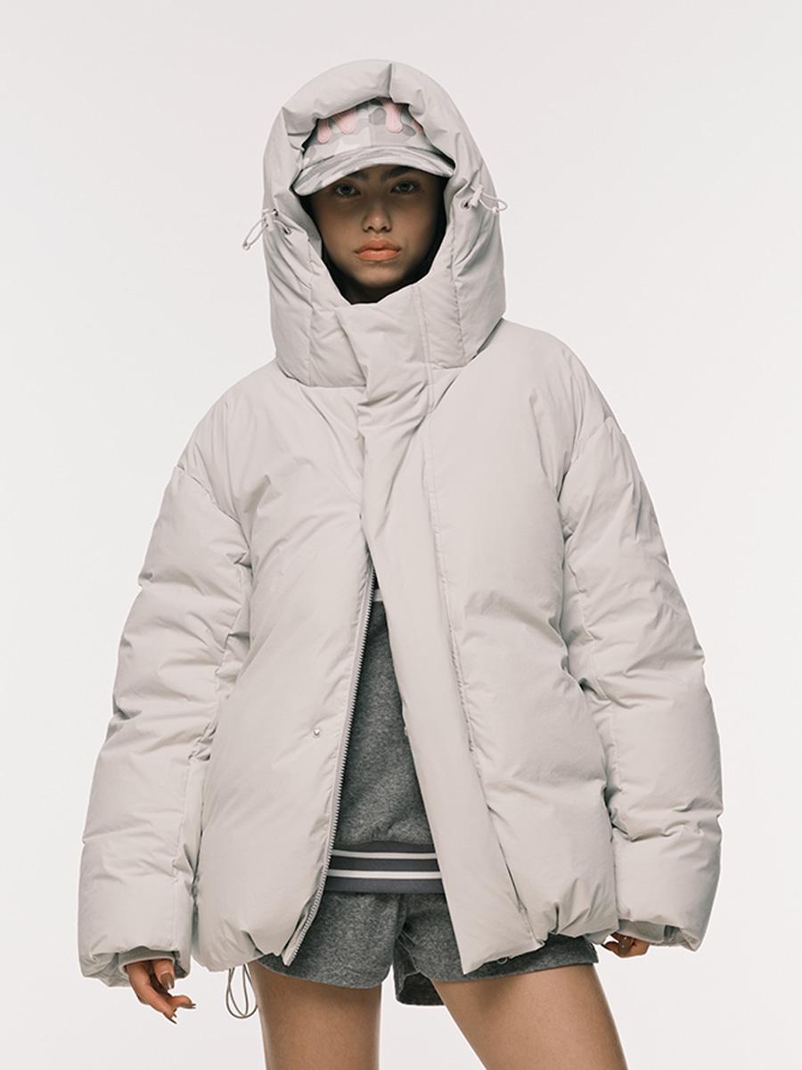 HOOD DOWN PUFFER LIGHT GREY