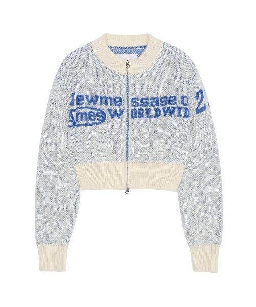 JAQUARD KNIT ZIP UP IVORY