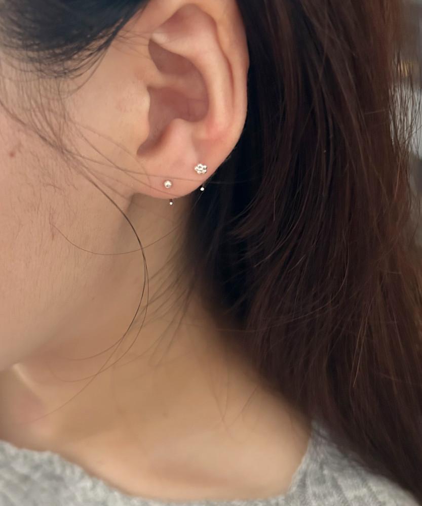 925실버 less 미니 후크 볼 꽃 은 귀걸이