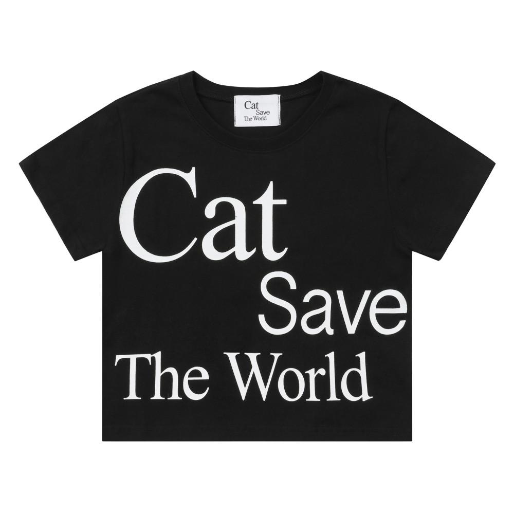 Cat Save The World Crop T (2Color)- 캣 세이브 더 월드 크롭 반팔 티 (2컬러)