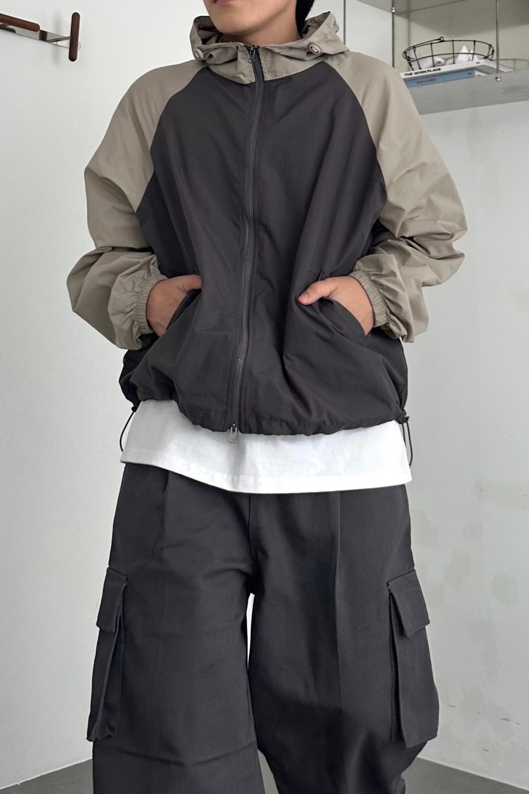 나그랑 배색 후드 바람막이 (3C)