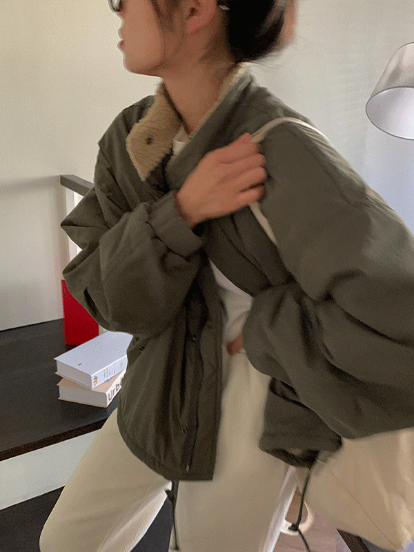 나이니 [누적2천장/인기재진행/검정,카키당일/양털안감] 카터 양털 숏 패딩 야상 점퍼