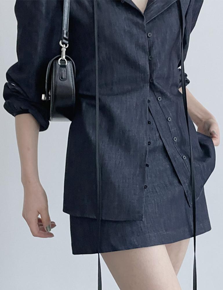 르베 데님 미니 스커트 [2color]