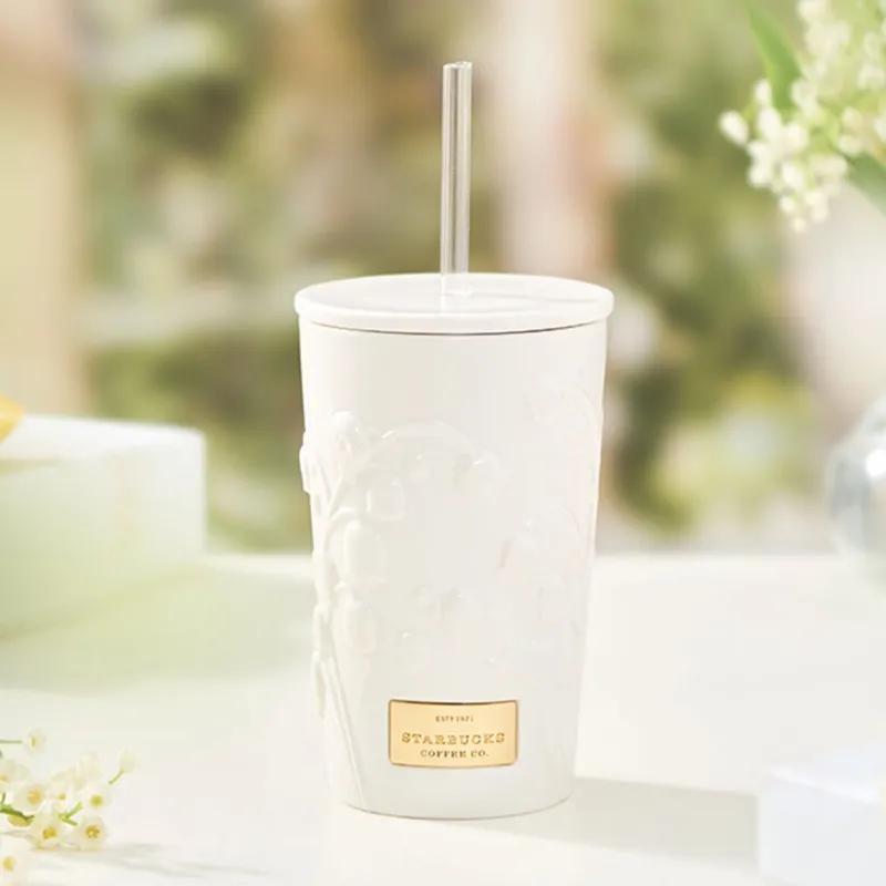 스타벅스 중국 공홈 2023 썸머MD 은방울꽃 시리즈 세라믹 빨대컵 410ml