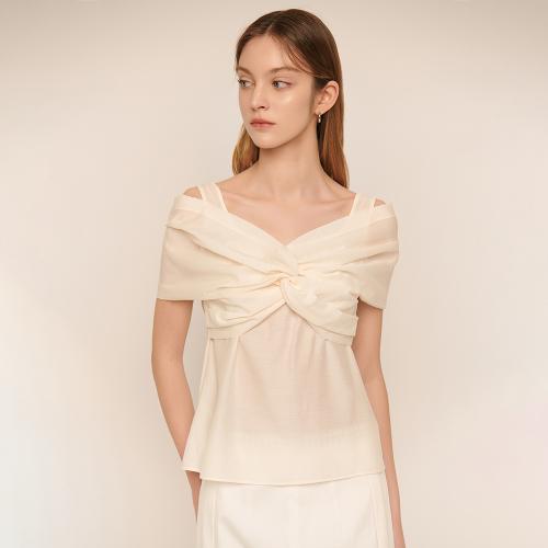 Kiko / Off-Shoulder Big Ribbon Blouse(3color)