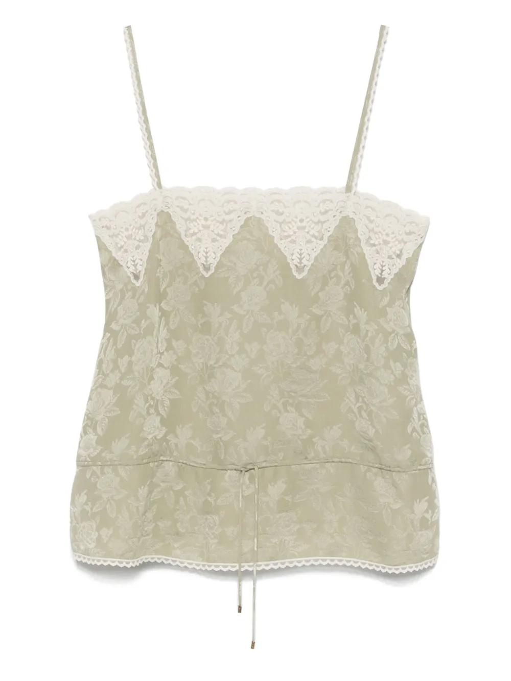 Chloé floral-jacquard Top | Green | FARFETCH FR