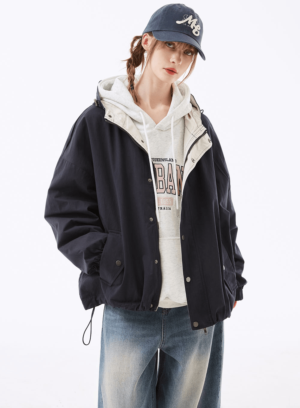 네비 미네 루즈핏 후드 야상점퍼