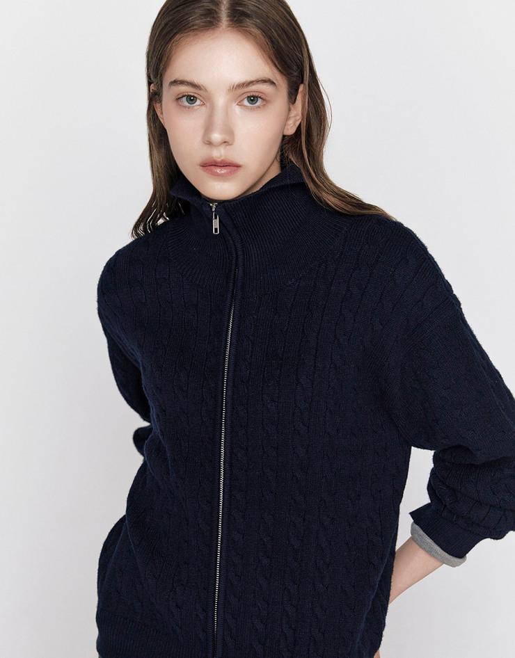 꽈배기 니트 집업