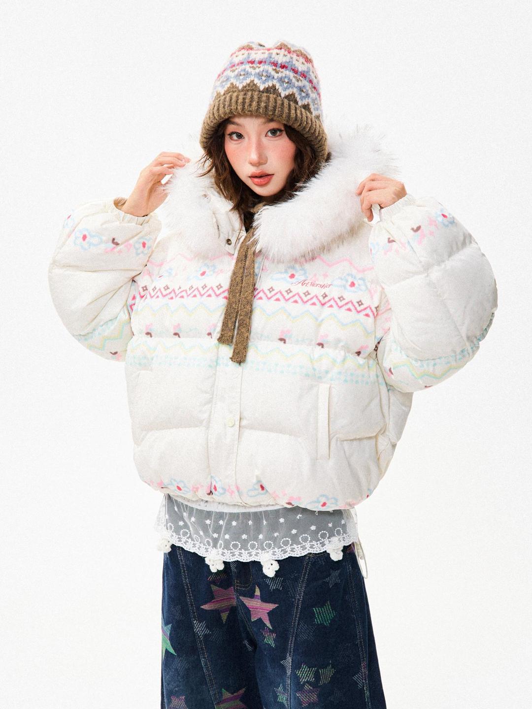 여성 겨울 후드 루즈핏 보온 숏 자켓 따뜻한 캐주얼 아우터