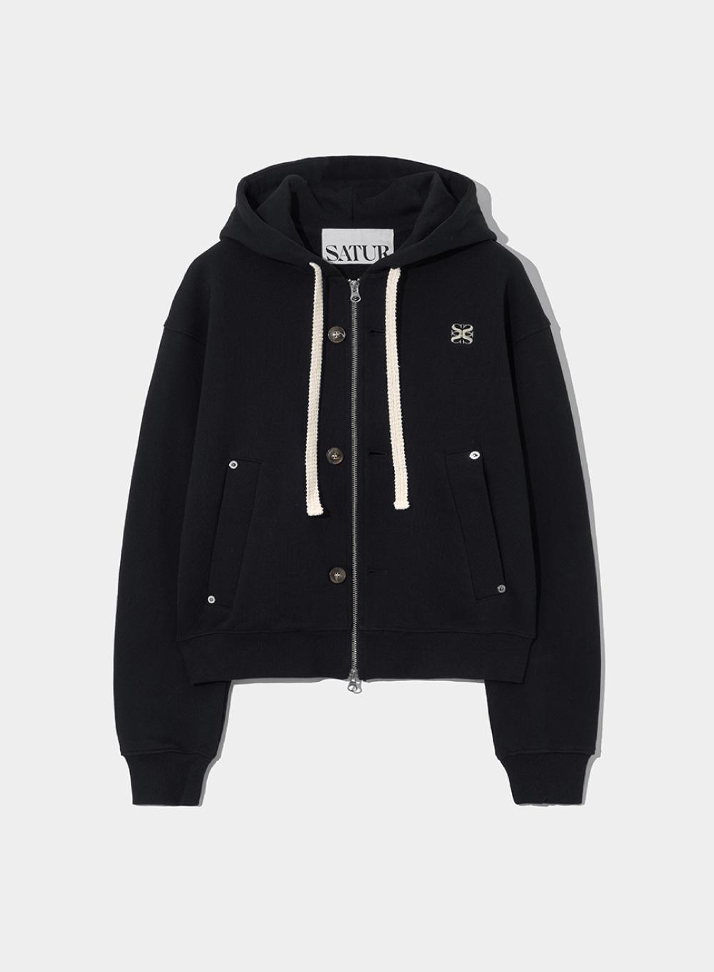 [10월 25일 예약배송] (W) Teo Cotton All Day Hood Zip-Up - Palette Black