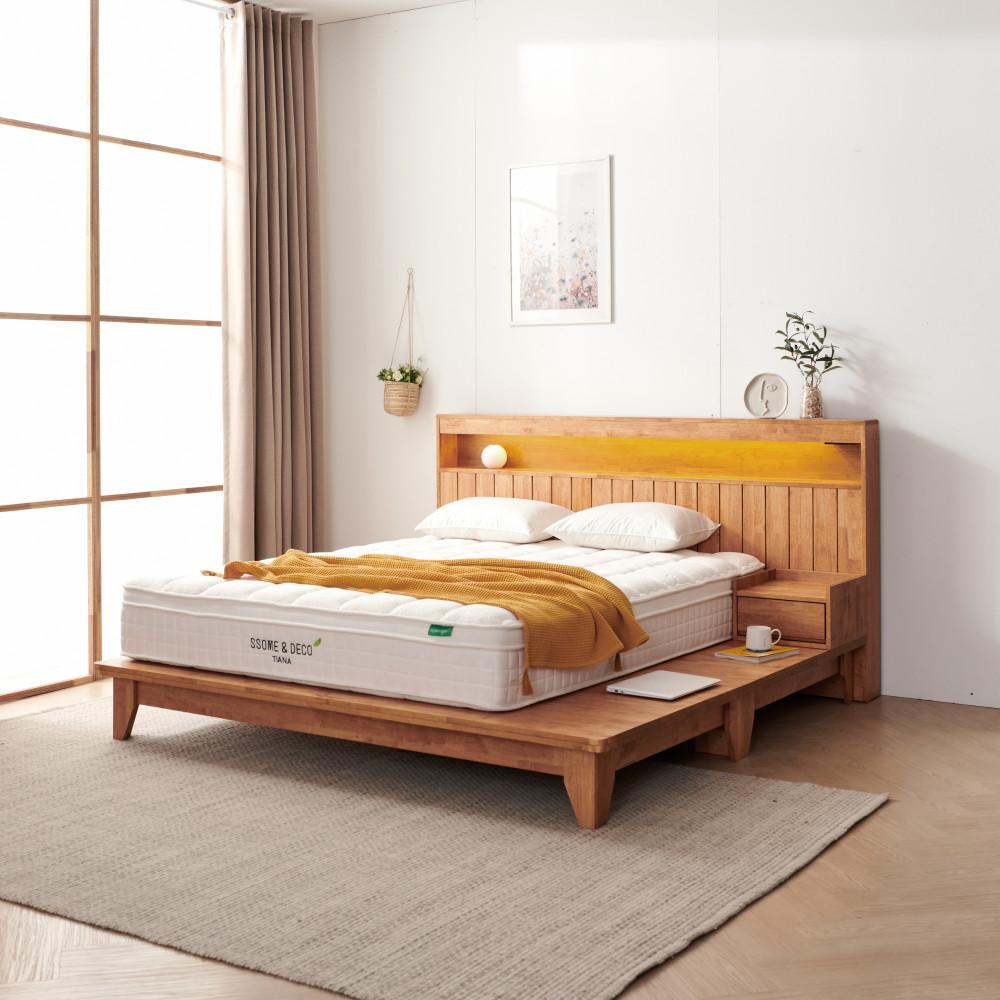 썸앤데코 랄프 원목 평상형 침대 퀸 라지킹 프레임