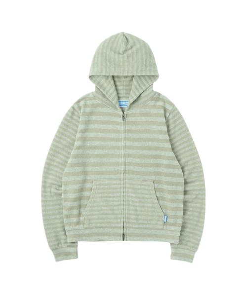 Striped Knit Zip Hoodie - Sage