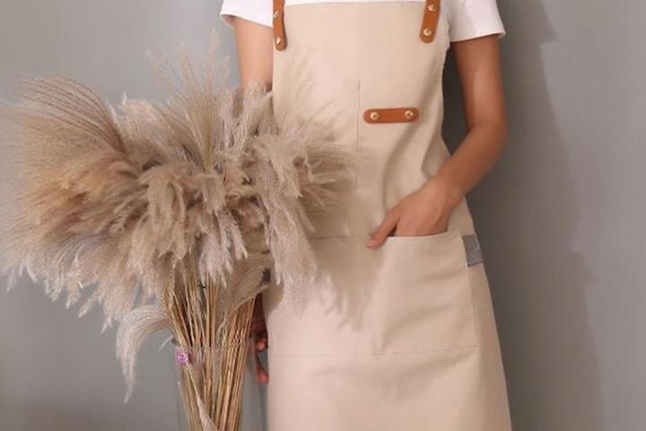 작업복 바리스타 카페 주방 공방 주방 여성 네일샵 레스토랑 롱 투버튼 앞치마 4colors