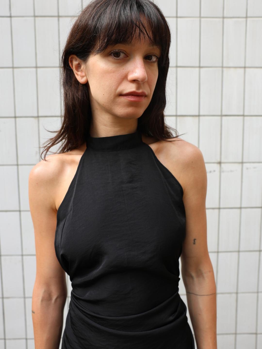 Deep Halter Top - Black