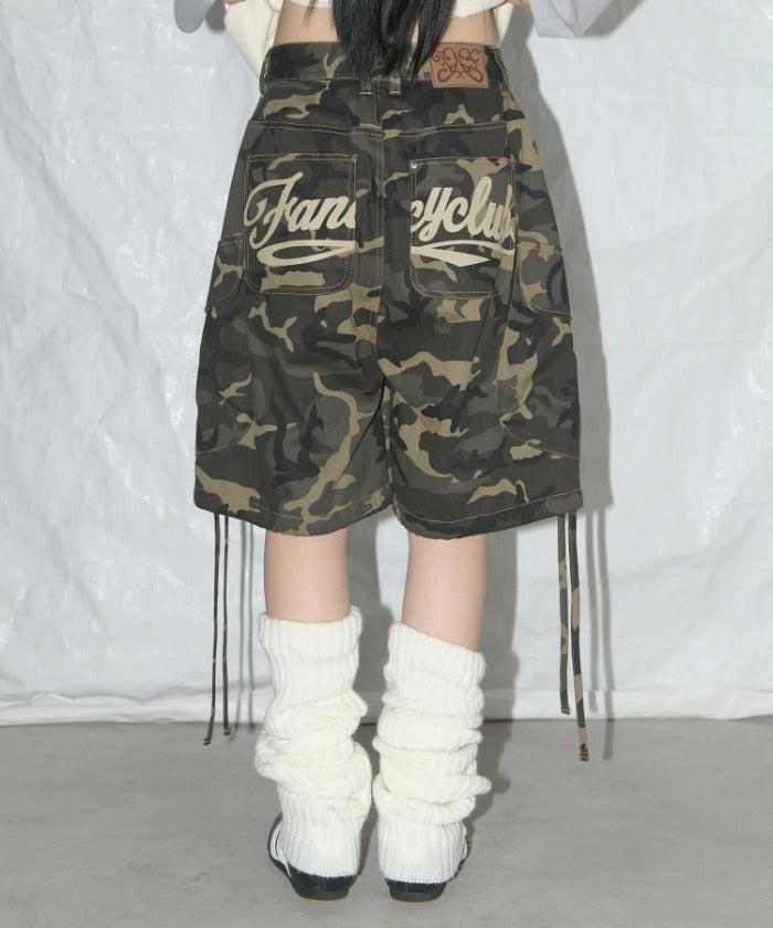 [NASTY FANCY CLUB] SS 25 CARGO LETTERING BERMUDA PANTS(KHAKI CAMO) F25QD889 - KHAKI CAMO / 1