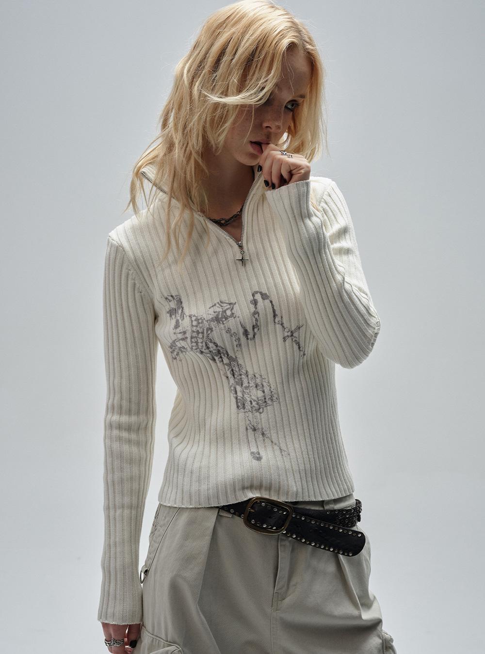Half-Open Zip Slim Fit Sweater
