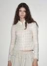 SHEER LACE HOODIE ZIP-UP CREAM