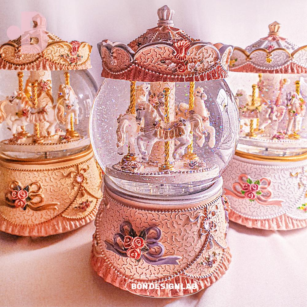 본디자인랩 회전목마 워터볼 오르골  LED 태엽 천공의성 지브리 스노우볼