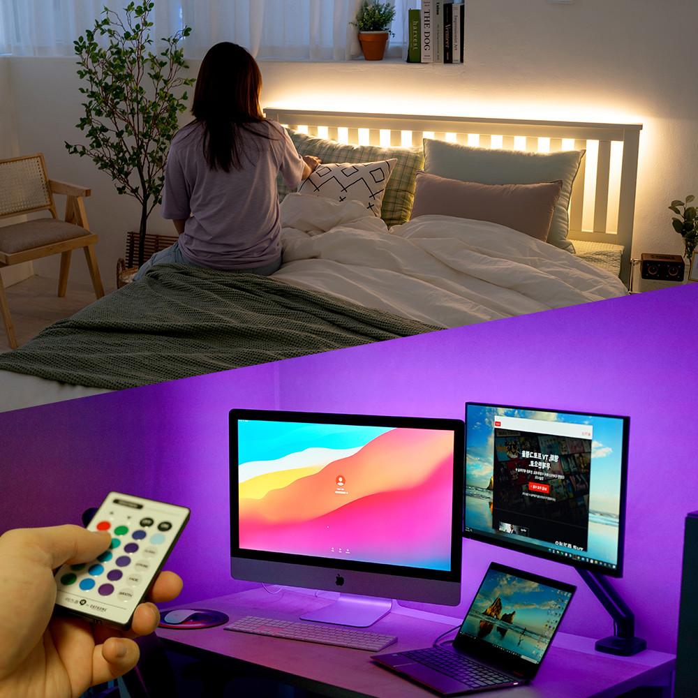이즈휴 리모컨 LED 간접조명 붙이는 간접등 침대 커튼박스조명 무드등