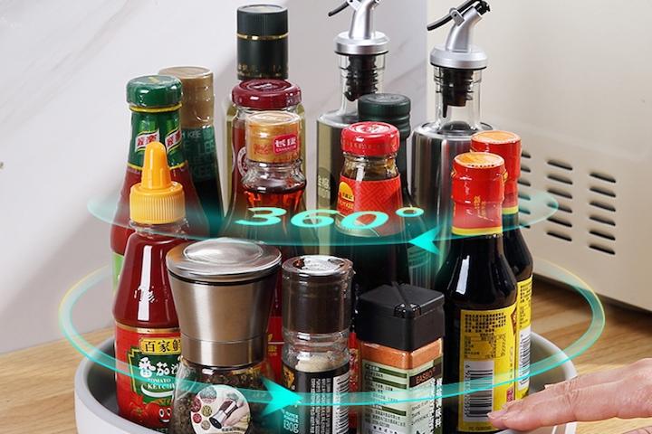 360 원형 회전 트레이 주방 양념통 선반 화장품 정리대