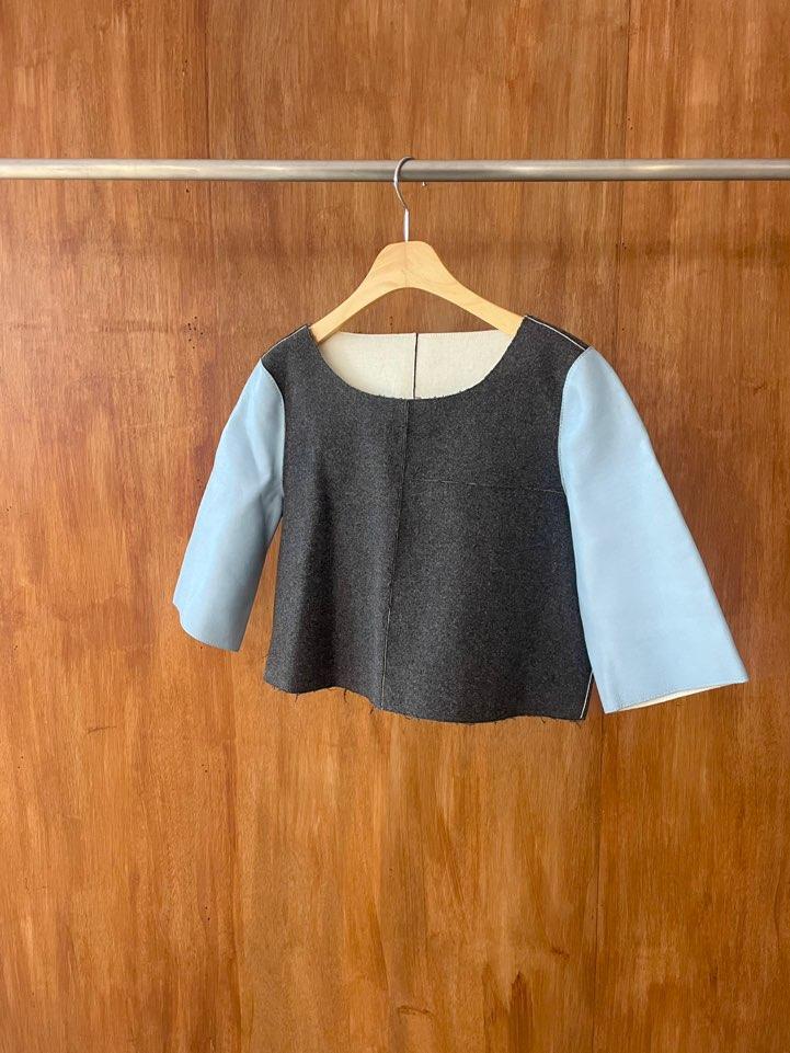 Bouclé sheepskin cropped blouse