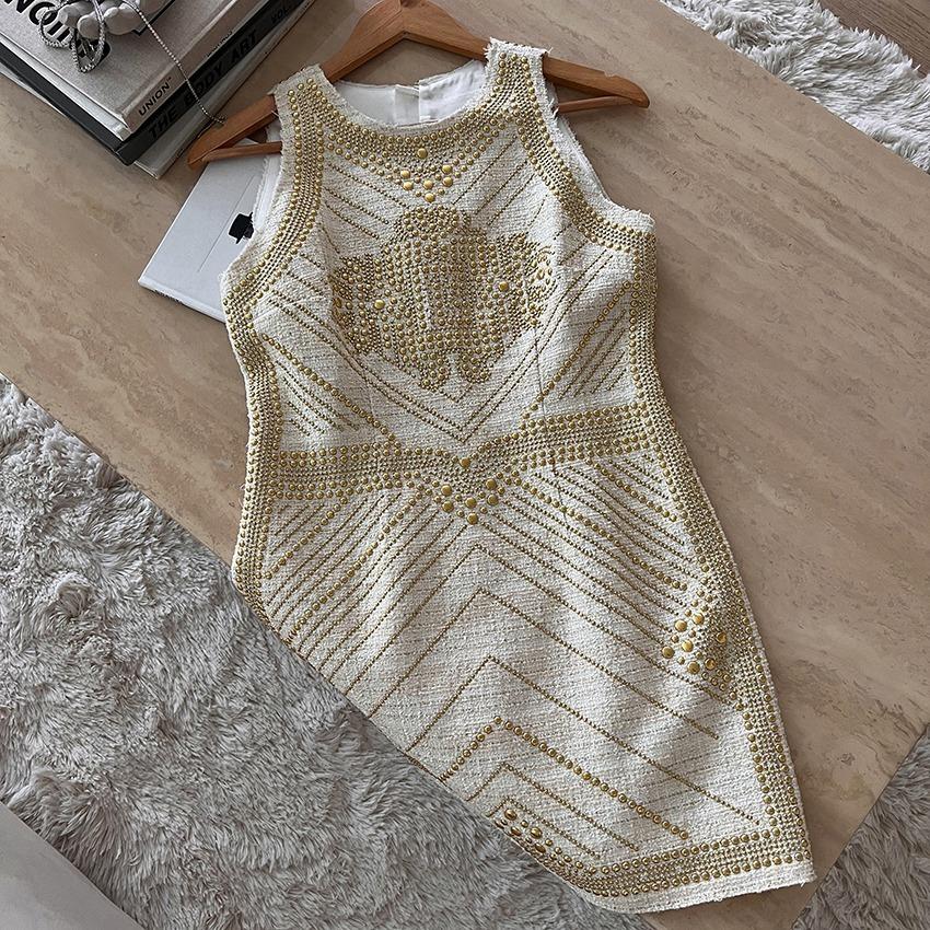 Gala stud tweed dress