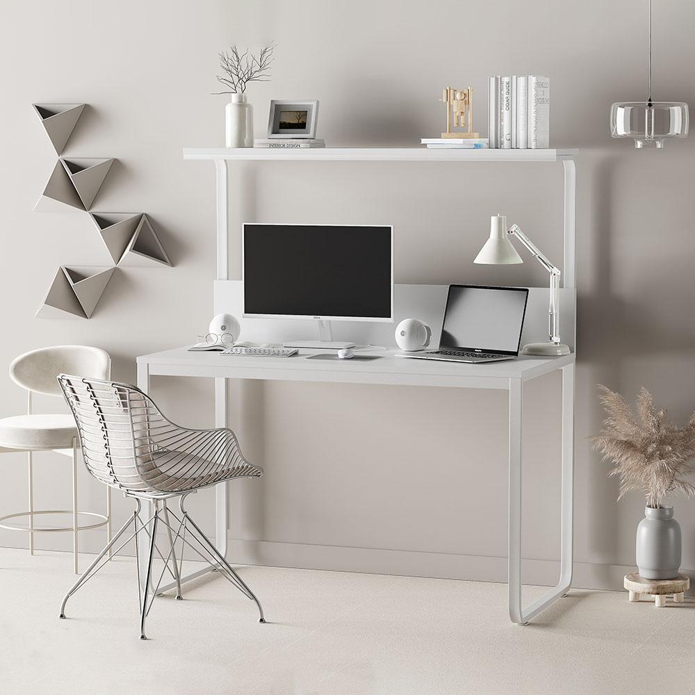 가구느낌 빌드책상 선반형, 화이트, 1200 x 600...