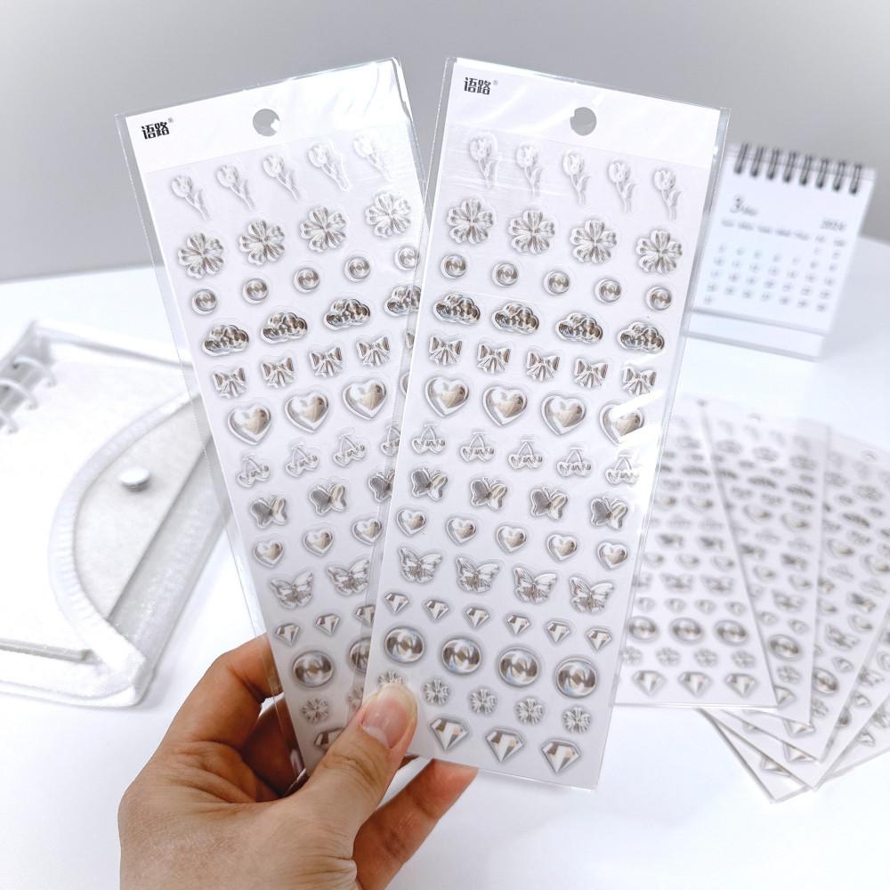 크리스탈 실버 데코 스티커 탑꾸 폴꾸 다꾸 탑로더 꾸미기 스티커