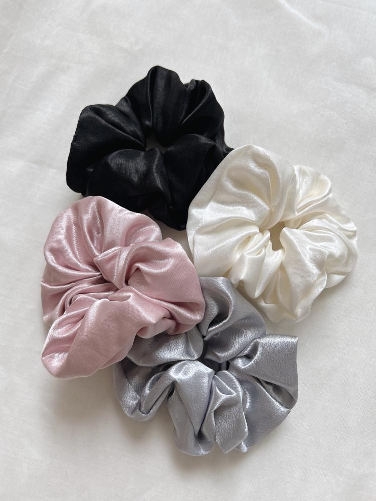 (4컬러) 미들 실키 공단 새틴 헤어 스크런치 곱창 슈슈