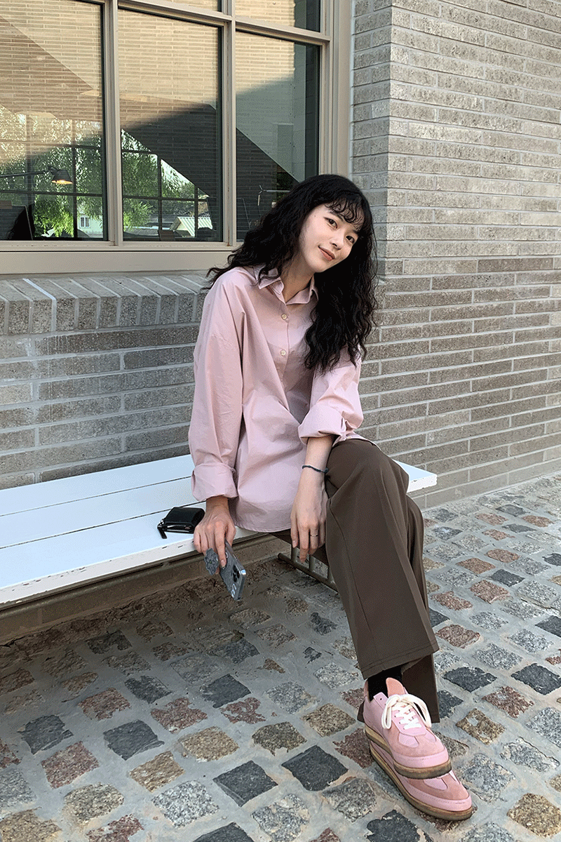 이프 코튼 오버핏 셔츠
