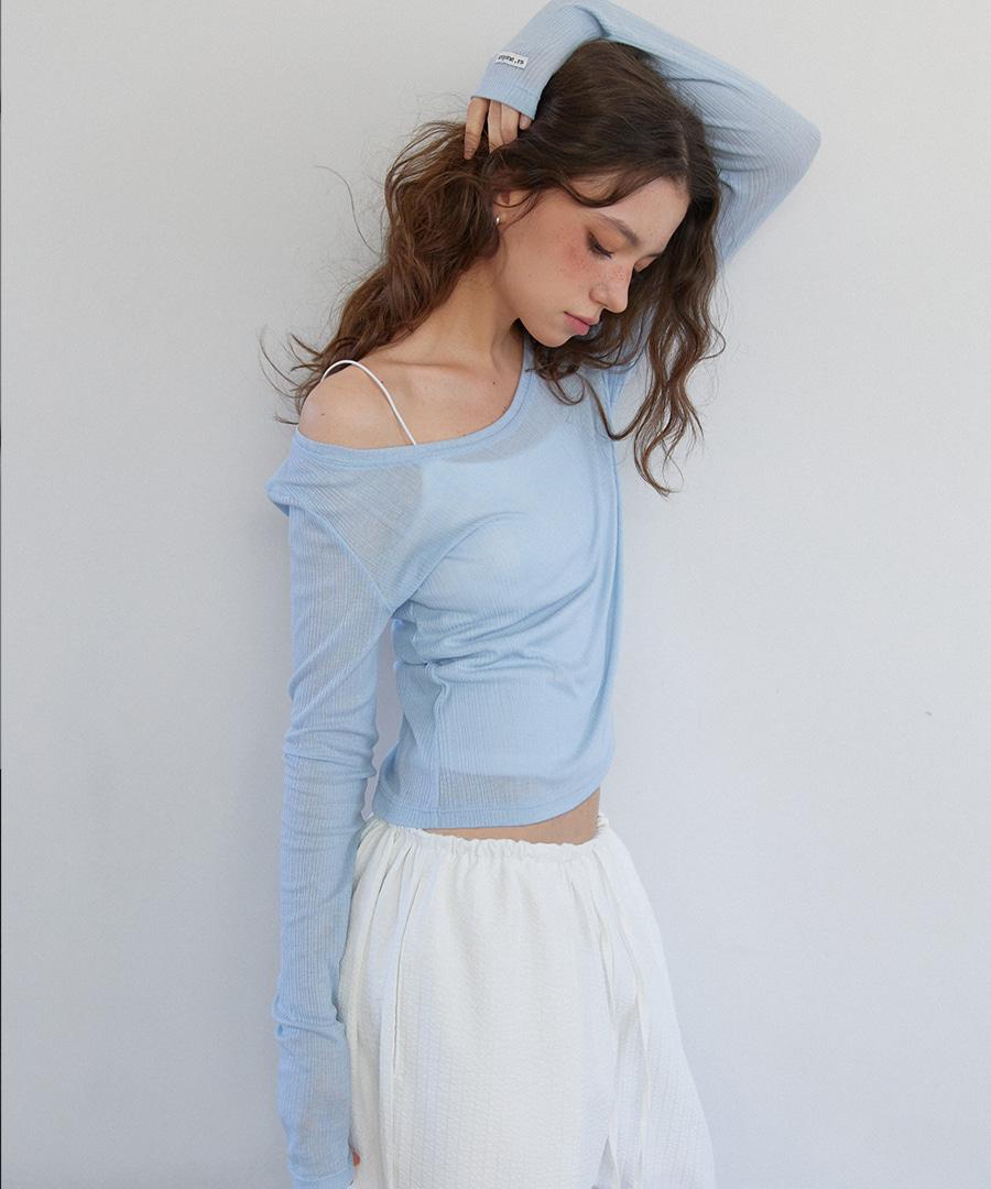 See-through Layer Long Sleeve Sky Blue