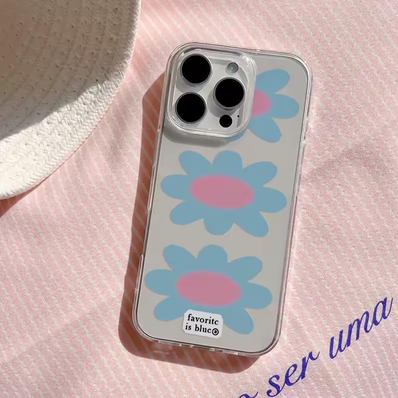 Ins 한국어 꽃 전화 케이스 삼성 갤럭시 S25 S24 S23 S22 S21 S20 FE Note20 Note10 Edge Plus Ultra Lite 5G 클리어 커버