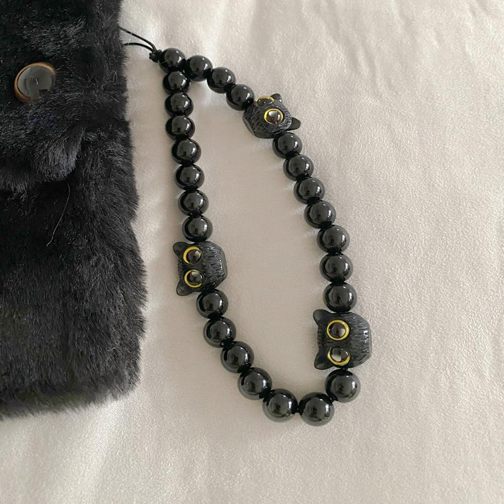 유기묘 후원 블랙 냥이 고양이스트랩 핸드폰고리줄 핸드폰줄 폰 핑거 스트랩