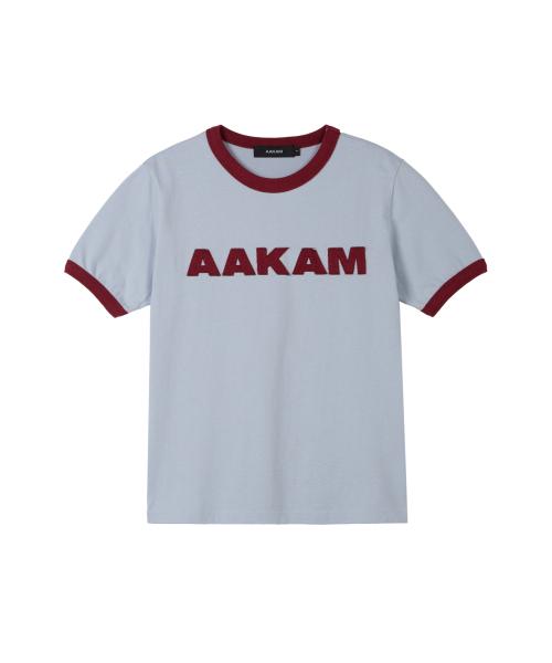 Logo Patch Ringer Top (Sky Blue-Wine)