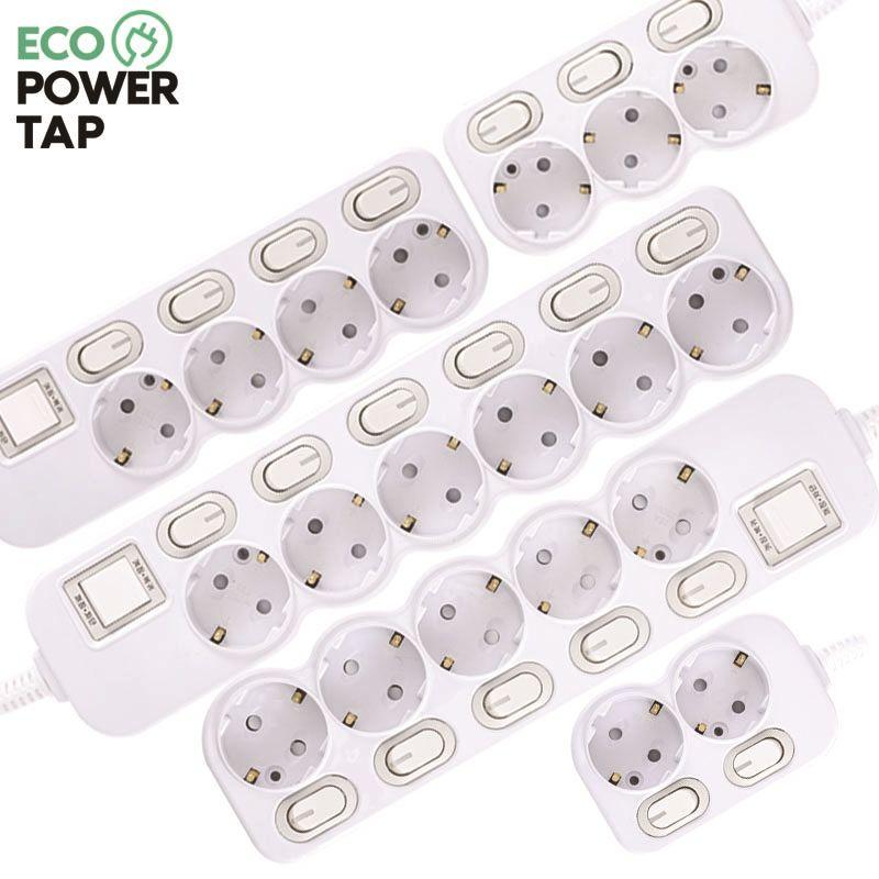 에코파워탭 국산 LED 개별 2구, 3구, 4구, 5구, 6구 과부하차단 멀티탭 1.5m, 2.5m, 4.5m 안전커버