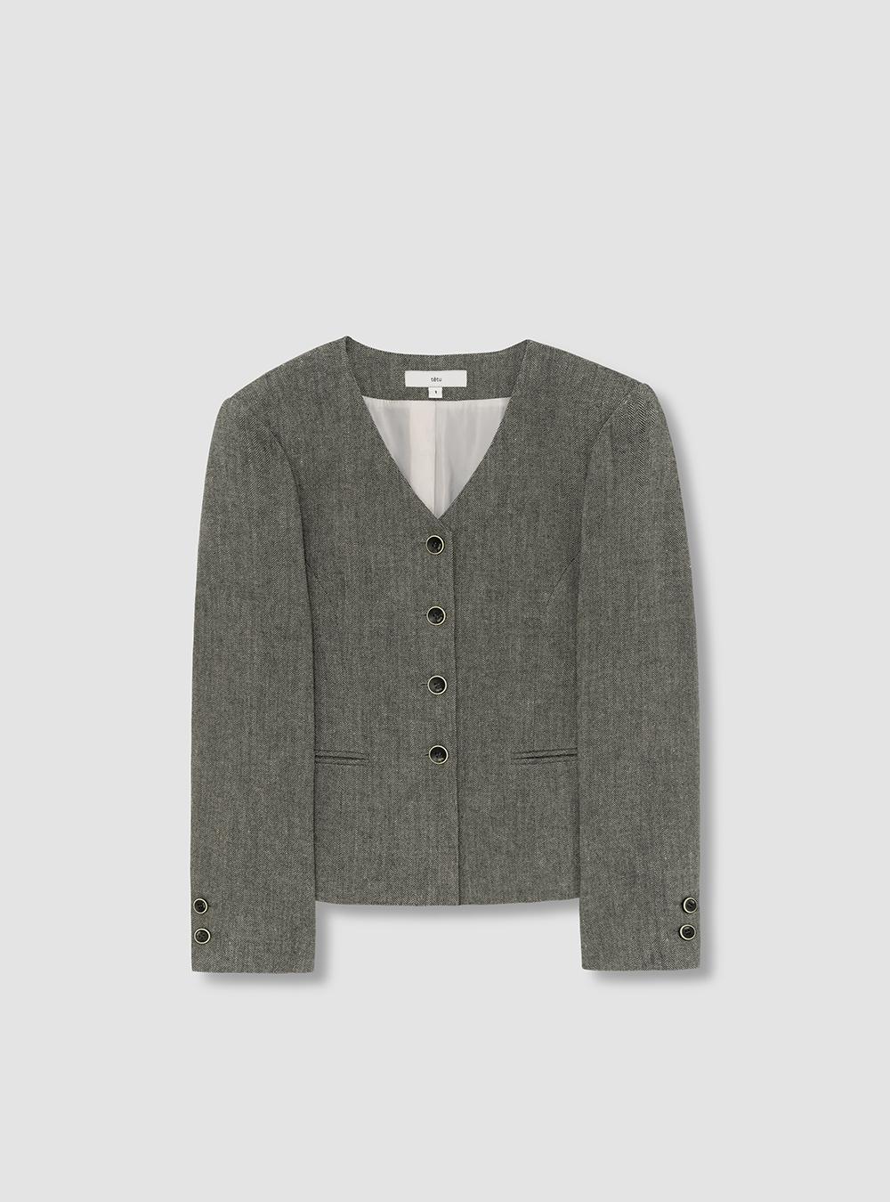 summer wool linen jacket (charcoal)
