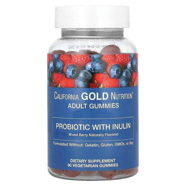 California Gold Nutrition, 이눌린 함유 프로바이오틱 구미젤리, 천연 믹스 베리 맛, 식물성 구미젤리 90개