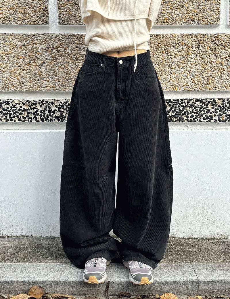 써밋 코듀로이 벌룬핏 와이드 코튼 팬츠 - 4 color