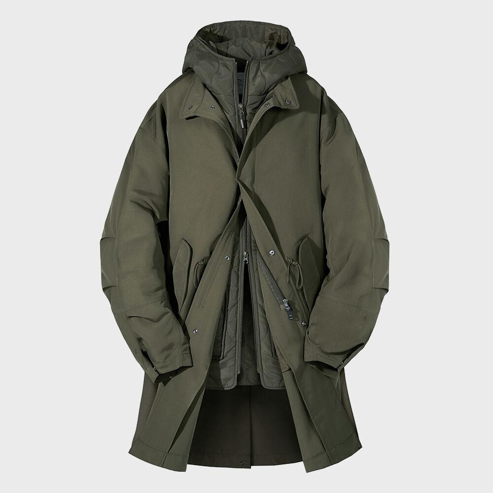 [내피분리형] US-ARMY 밀리터리 피쉬테일 후드 롱파카_카키