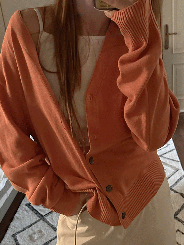 언브 배색 가디건