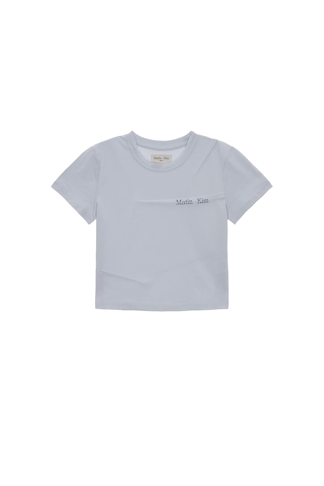 SLIT PINTUCK POINT CROP TOP IN BLUE
