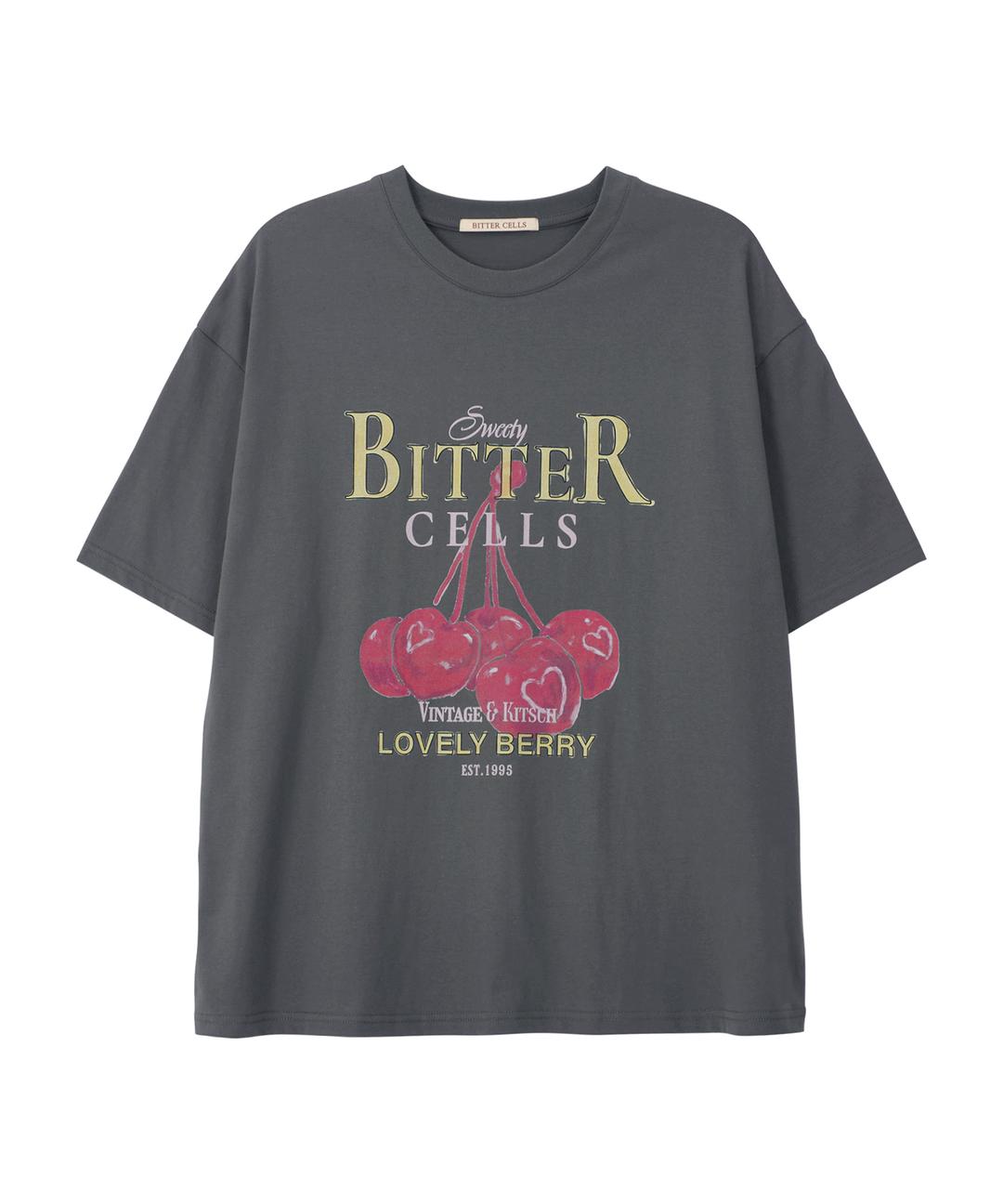 Cherry Berry Tee-Dark Grey
