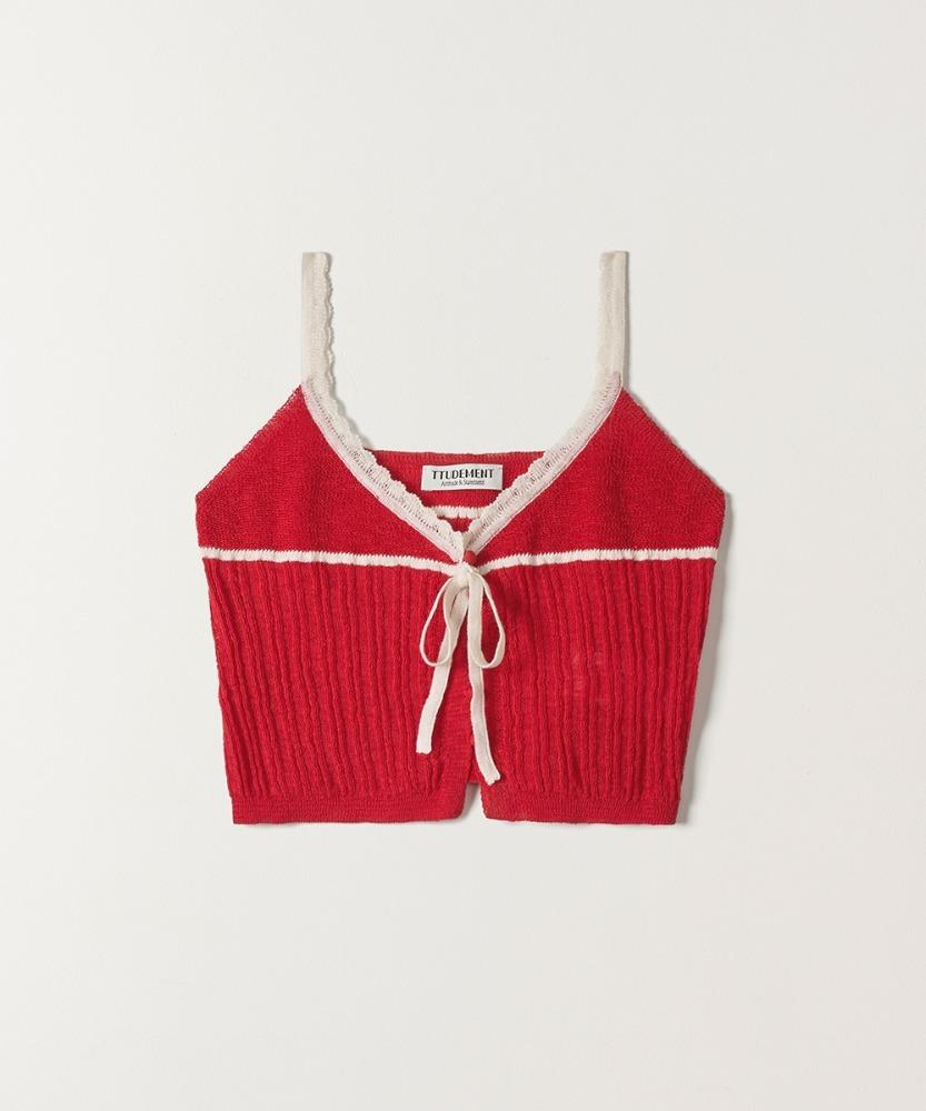 RIBBON KNIT BUSTIER RED