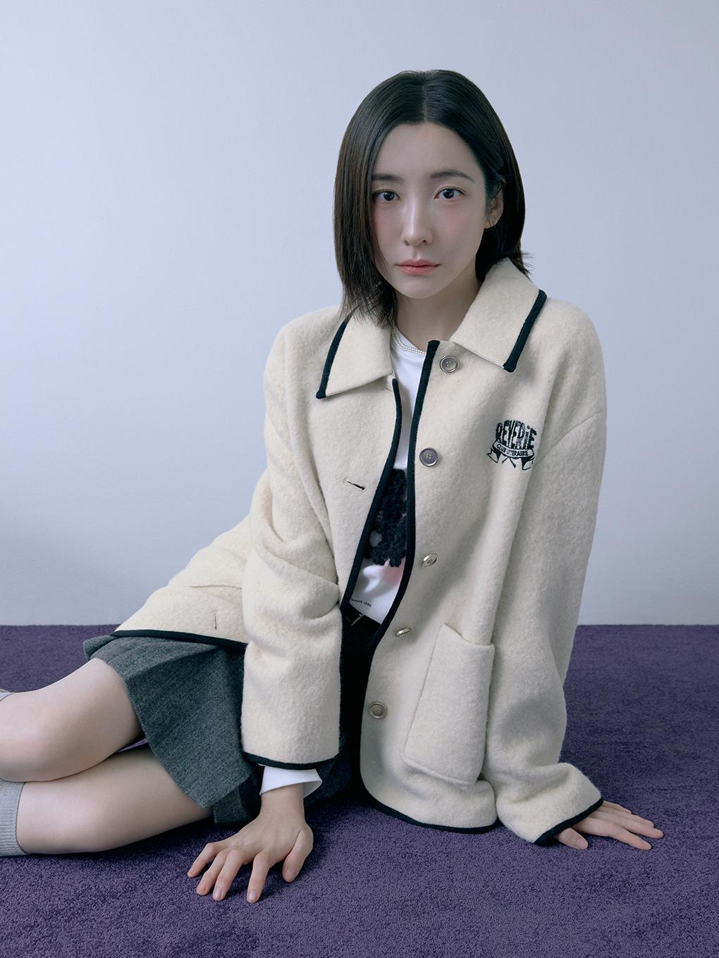 [ZOOC X 로렌정] 알파카 블렌디드 니트 배색 하프 자켓 _Z254MSG714