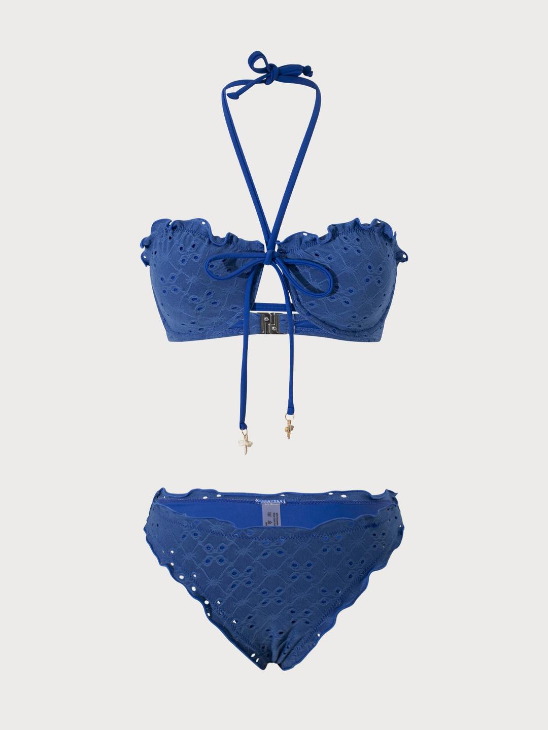 Blue Halterneck Underwire Bikini Set