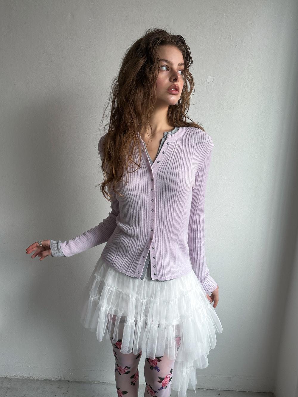 크루넥 버튼 니트 가디건