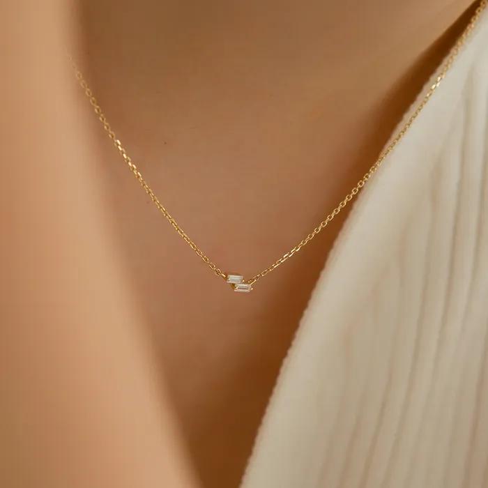 [29CM 단독] 14k 더블 바게트 미니 스톤 목걸이 (14k골드) #LFN20