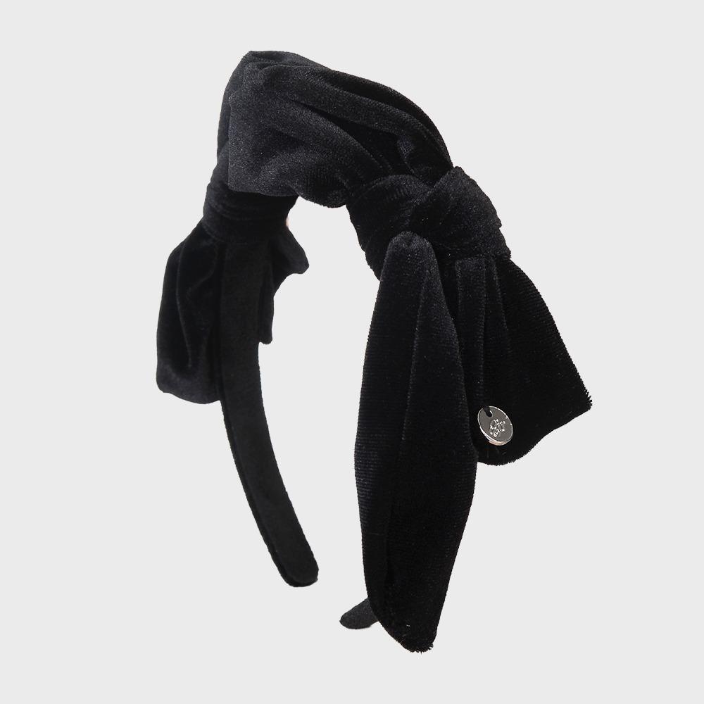 TWIN BOW VELVET HAIR BAND_BLACK