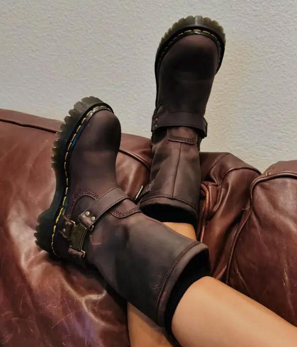 메소프501 닥터마틴 애니스톤 하이 레더 바이커 부츠 블랙 다크 브라운